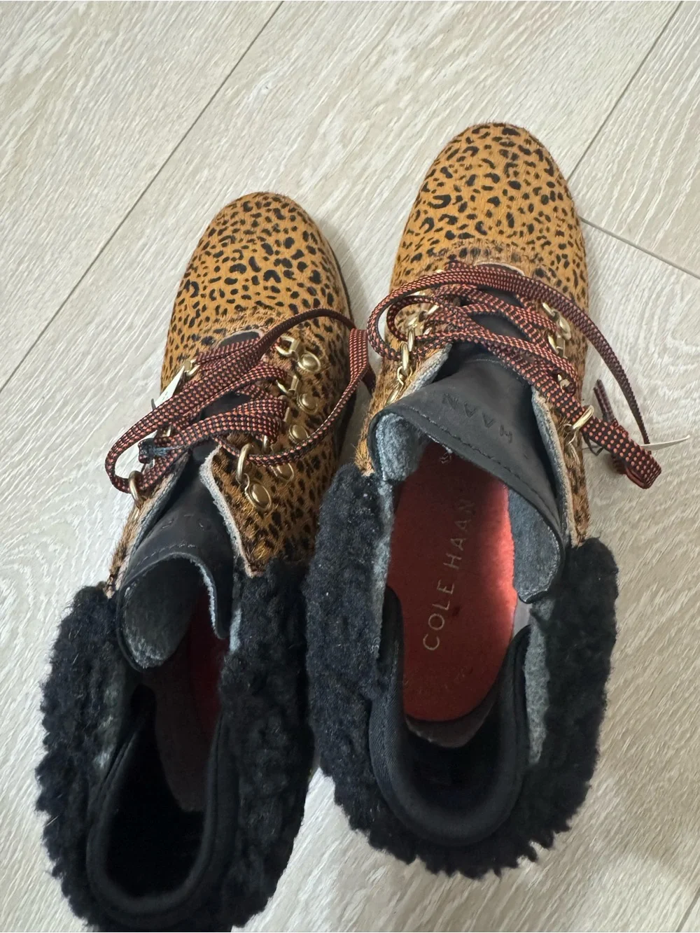 Cole Haan Leopard-Print Lace Up waterproof Boots